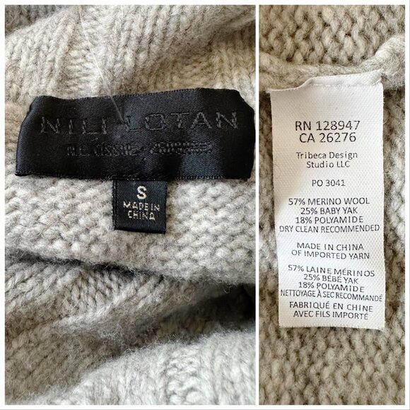 Nili Lotan Zoe Turtleneck Sweater, Gray, Wool Blend, Size S, Oversized - Picture 4 of 14